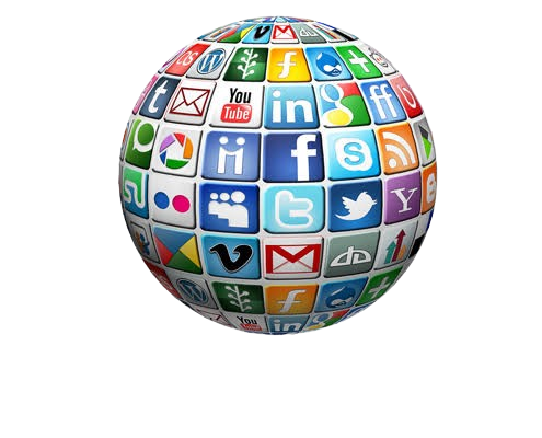 Dashboard and device mockups illustrating social media management.