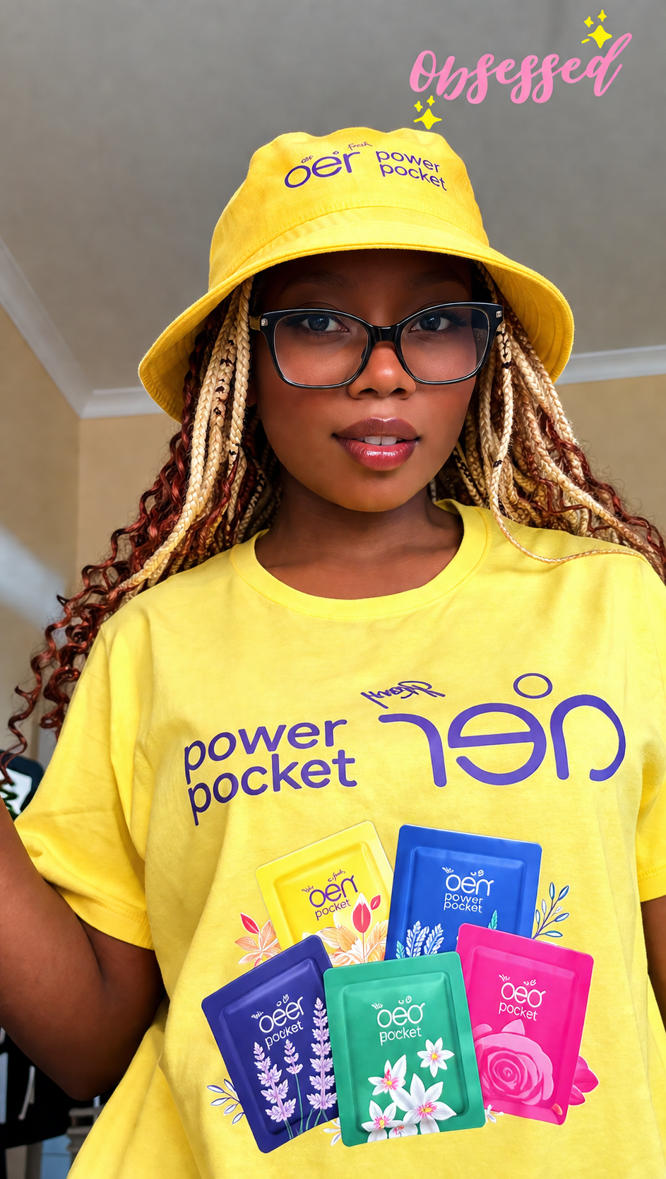 Influencer in AER bucket hat delivering a piece to camera