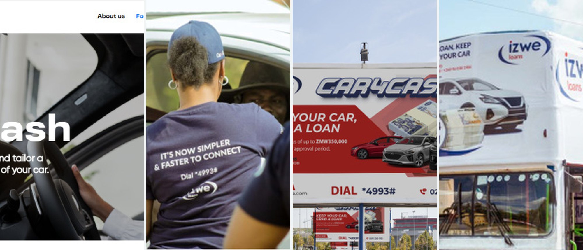 Izwe Car4Cash landing page, activation crew, billboard and branded vehicle wrap