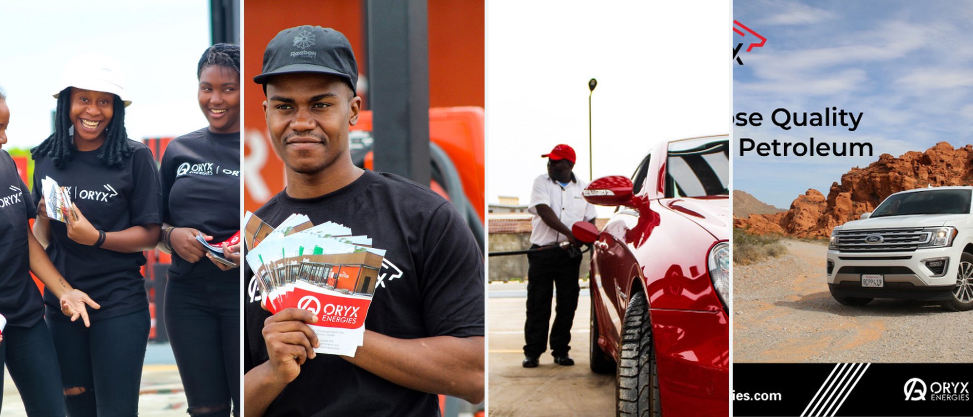 Oryx Energies forecourt activation team, branded apparel and campaign creative