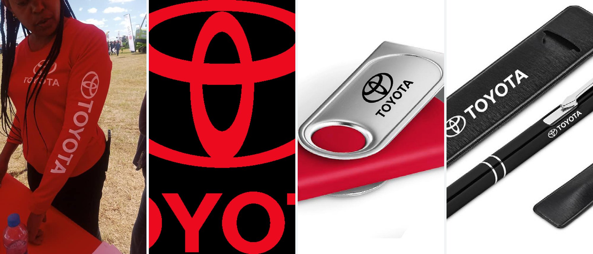 Toyota Zambia event stand, branded merchandise and corporate gifts