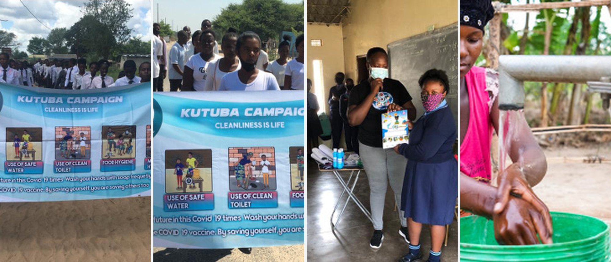 Kutuba campaign banners, school activations and handwashing demonstration in the field