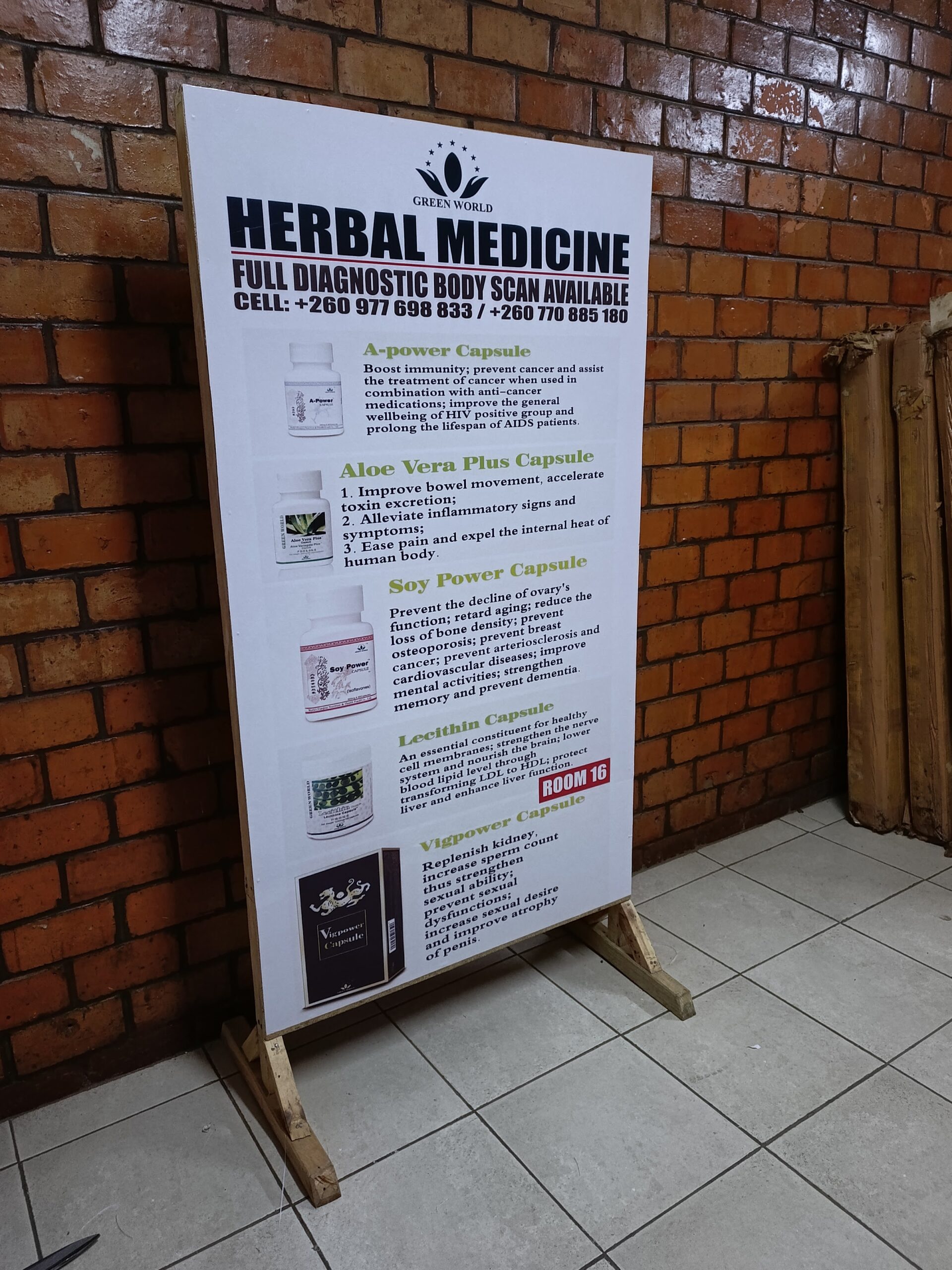 Free-standing display stand produced for Green World Herbal Medicine