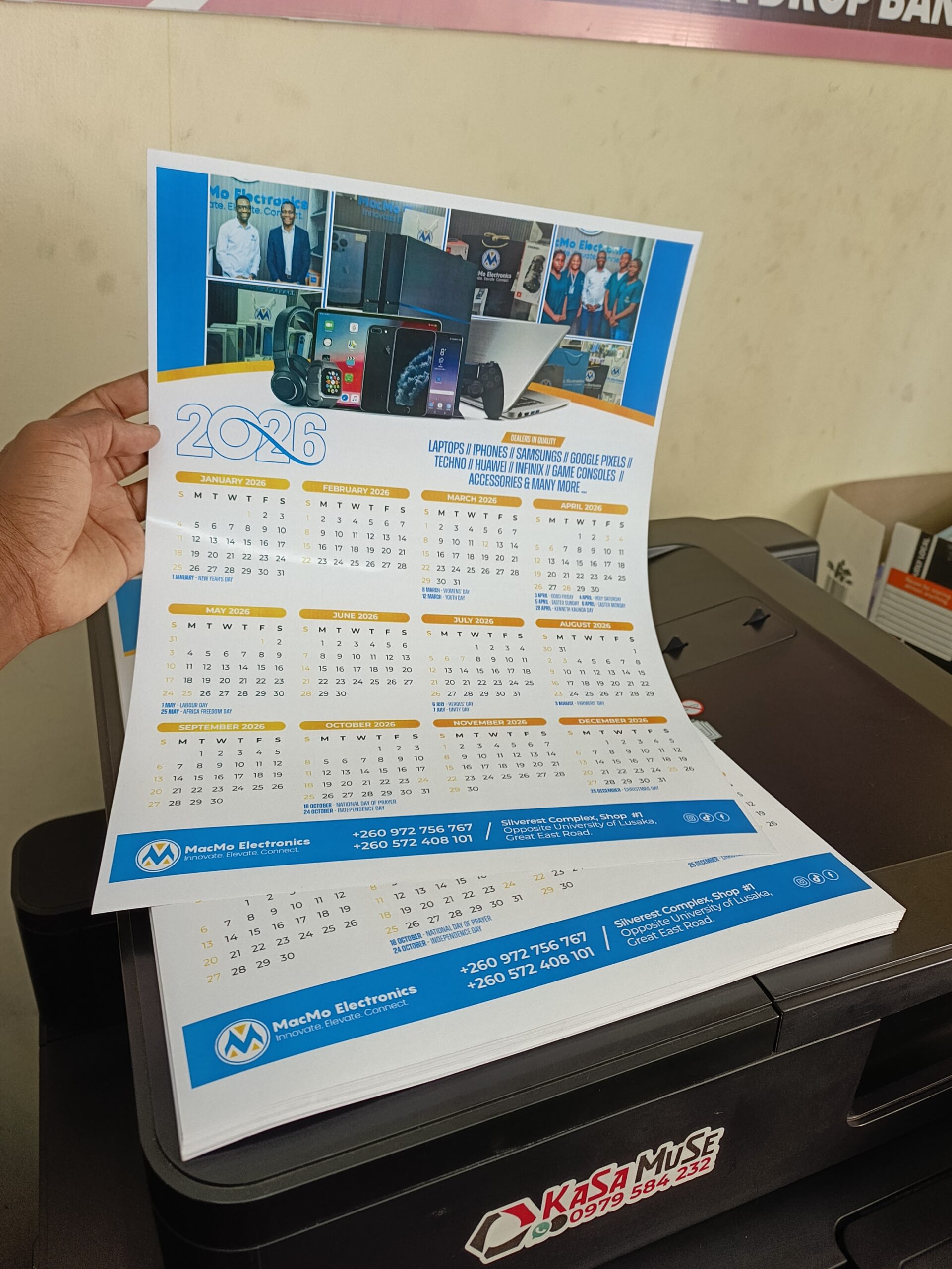 2026 wall calendar produced for MacMo Electronics
