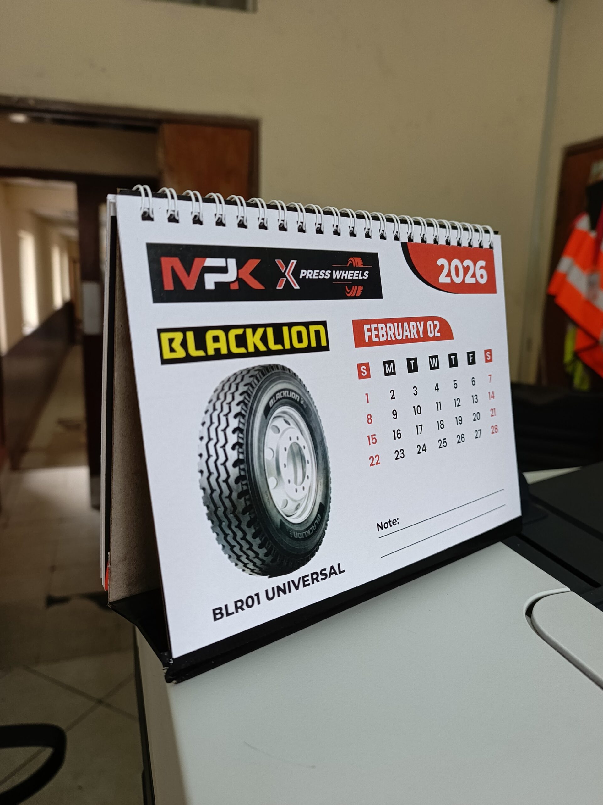 Alternate view of the MPK Express Wheels 2026 Blacklion desk calendar