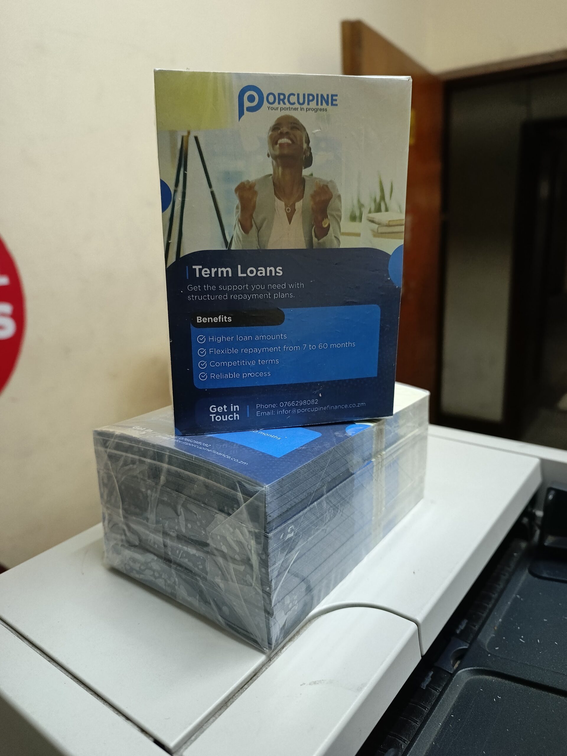 Printed product pack produced for Porcupine Finance Term Loans