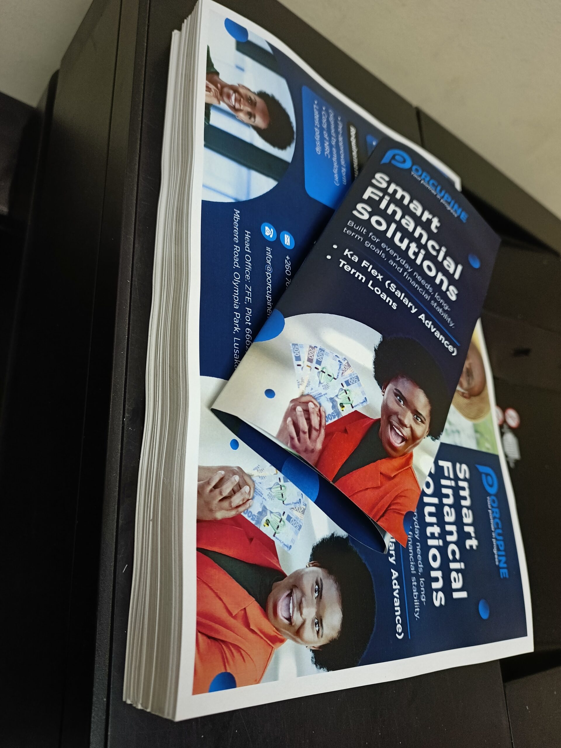 Printed marketing flyers produced for Smart Financial Solutions