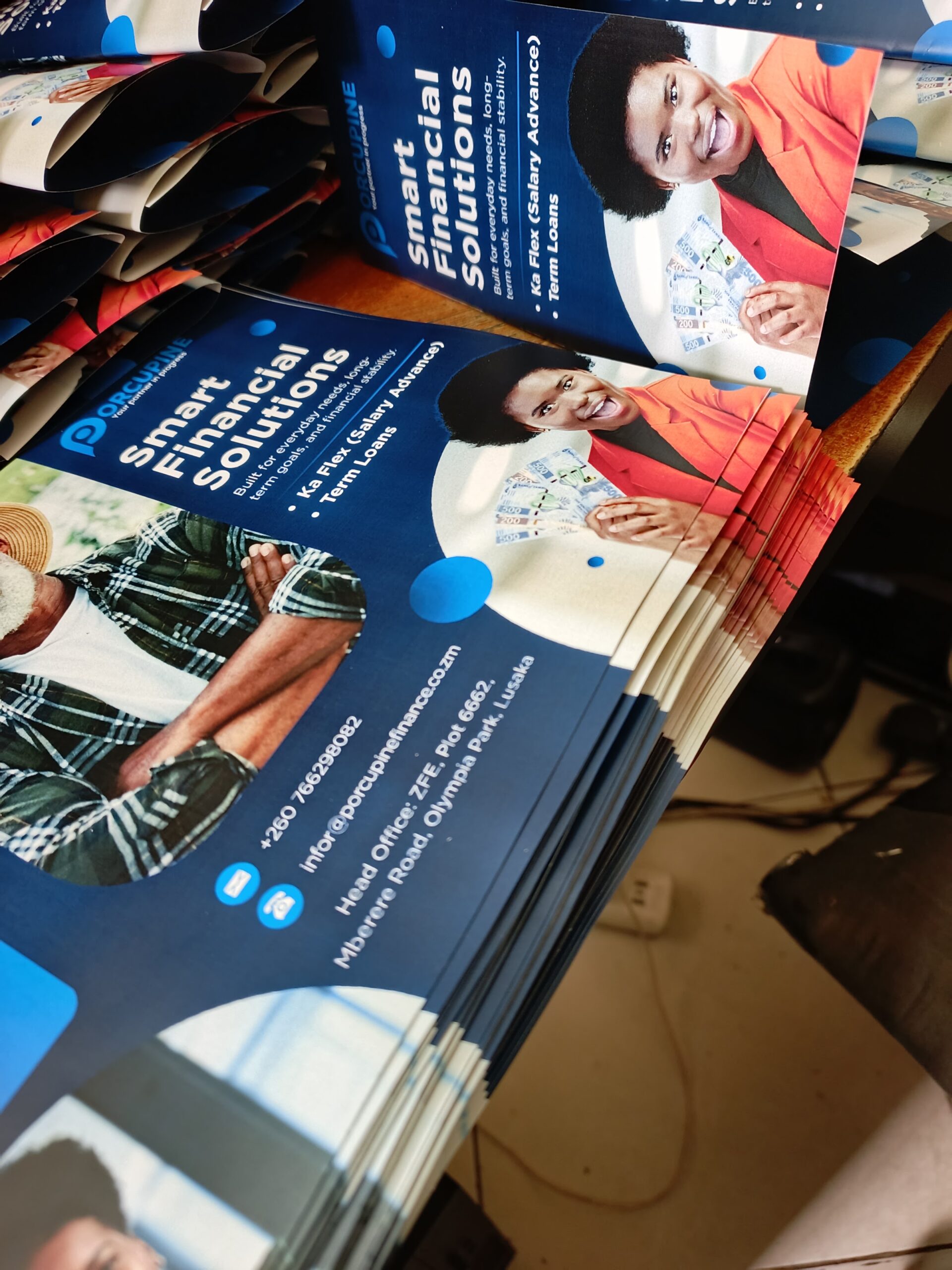 Finished print run of Smart Financial Solutions marketing leaflets