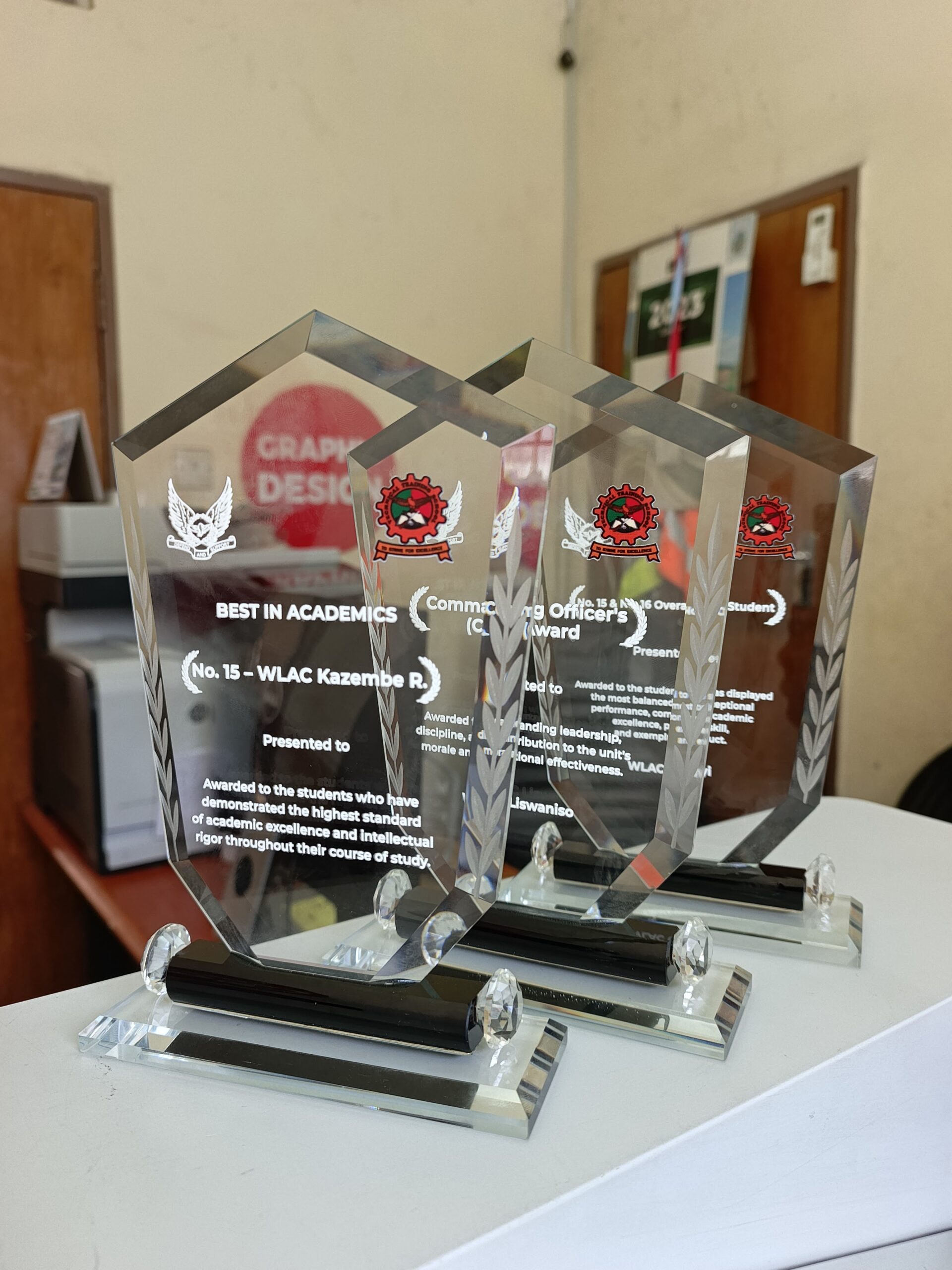 Set of engraved acrylic awards produced for a WLAC ceremony
